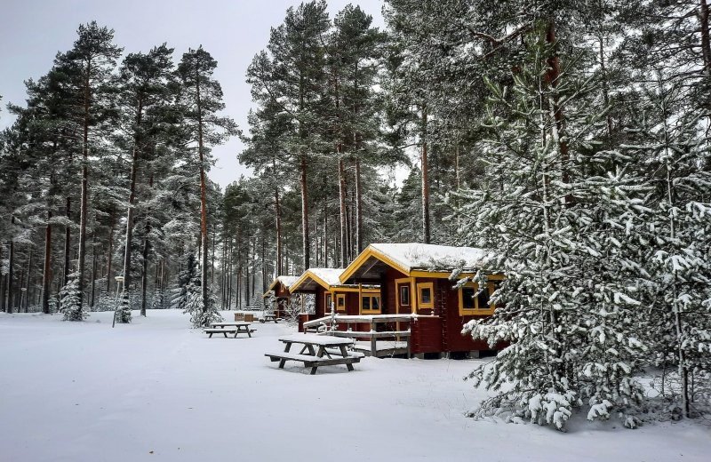 sneeuw Rådastrands Camping stuga